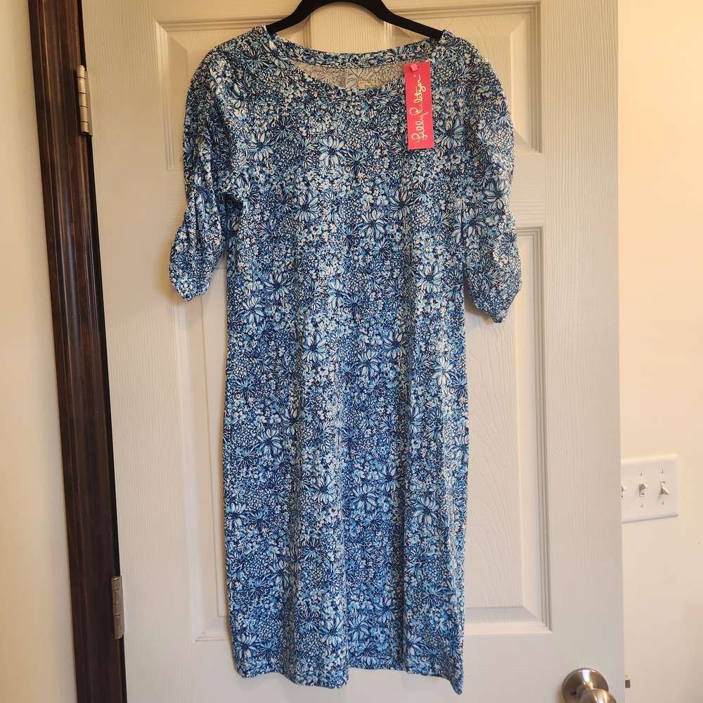 Lilly Pulitzer Blue Floral Dress SMALL